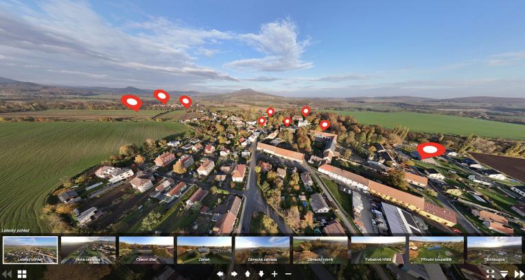 Panoramatický snímek obce a jejich částí